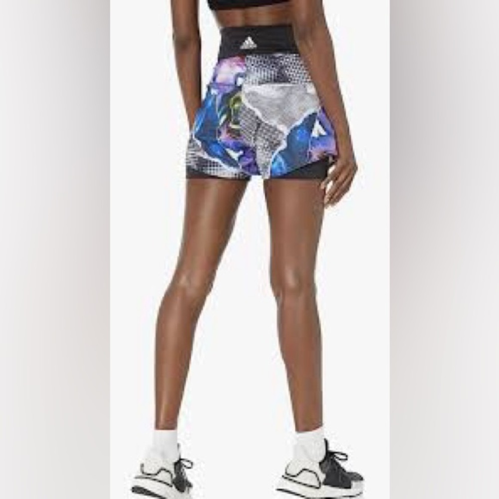 NEW Adidas XS Women's Tennis Us Series Printed Shorts, Black blue athletic NWT - Picture 2 of 12